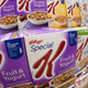 closeup of cereal boxes